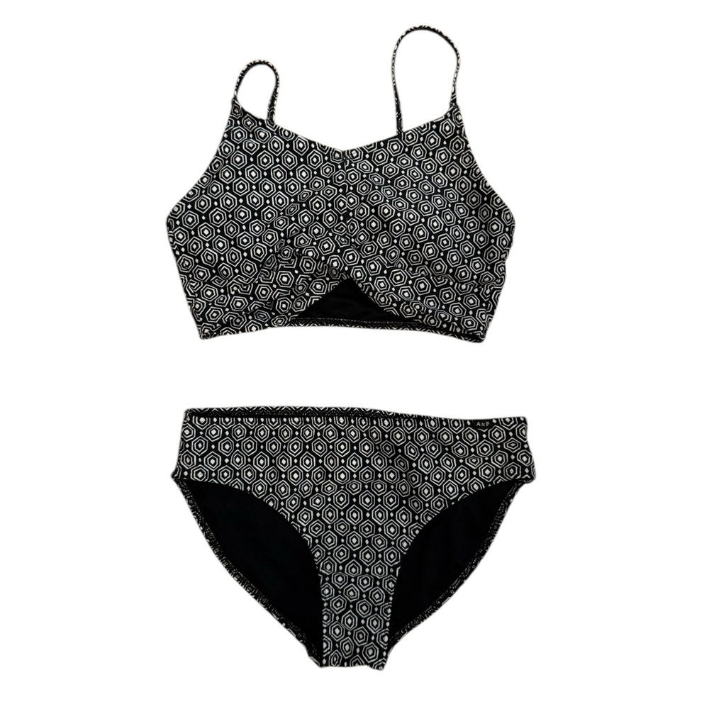 Abercrombie Kids Stylish Black Patterned Swimwear Set Adjust. Straps Size 13/14